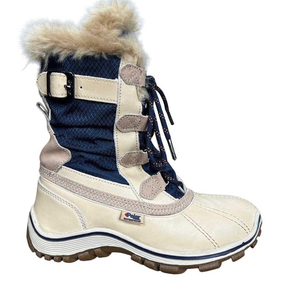 Pajar Women’s Adelaide Cream Tan Leather Winter Boot Size US 6/6.5